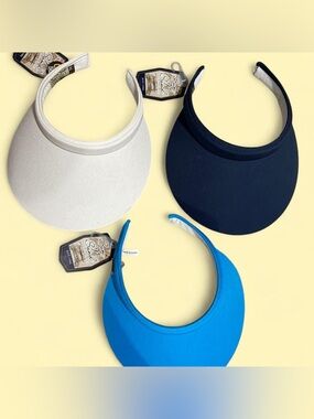3-Pack Sun Visors in White, Navy & Bright Blue